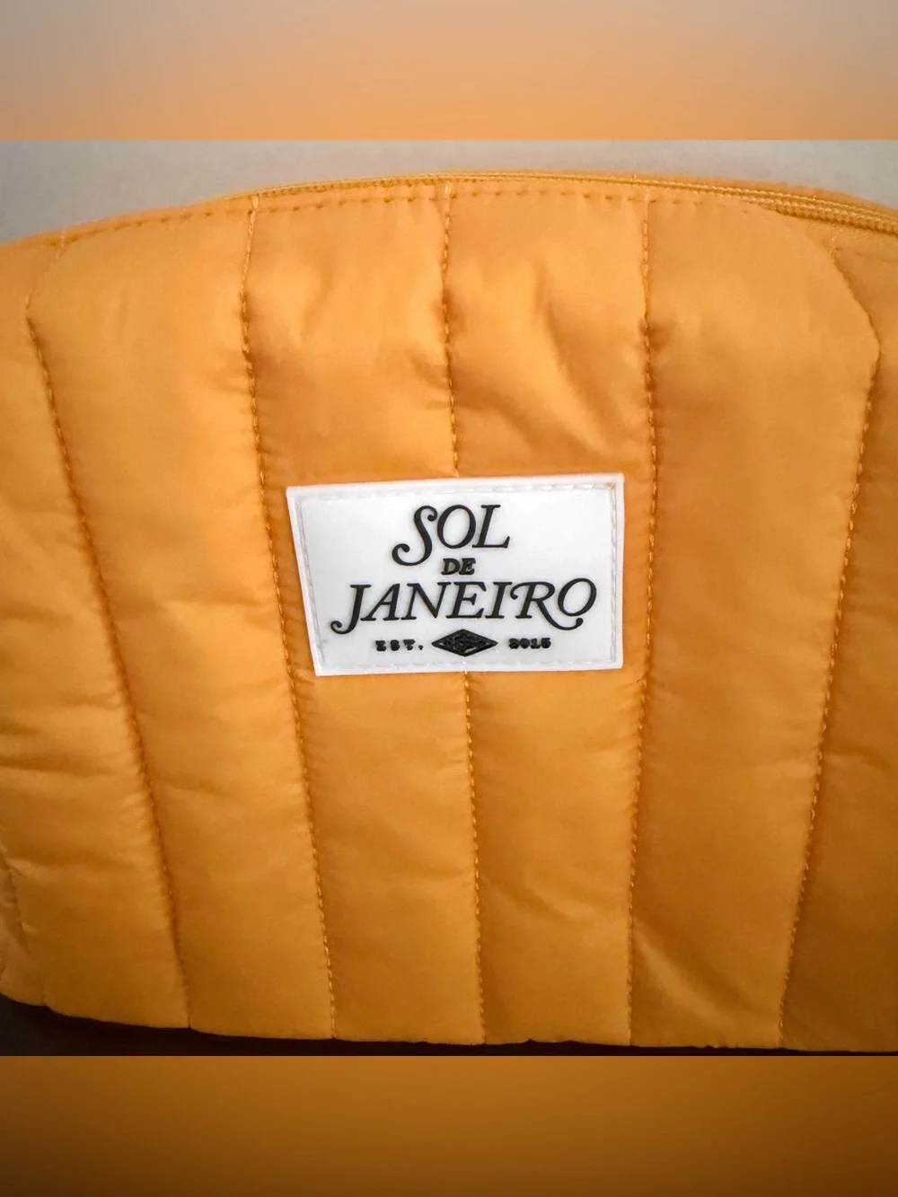 Sol de Janeiro Yellow Quilted Makeup Bag Cosmetic Travel Pouch Zip Case Large 62